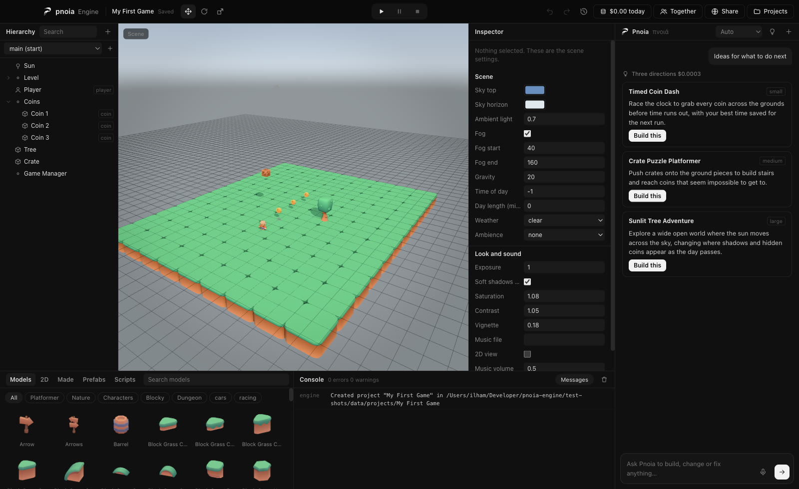 Pnoia Engine suggesting ideas