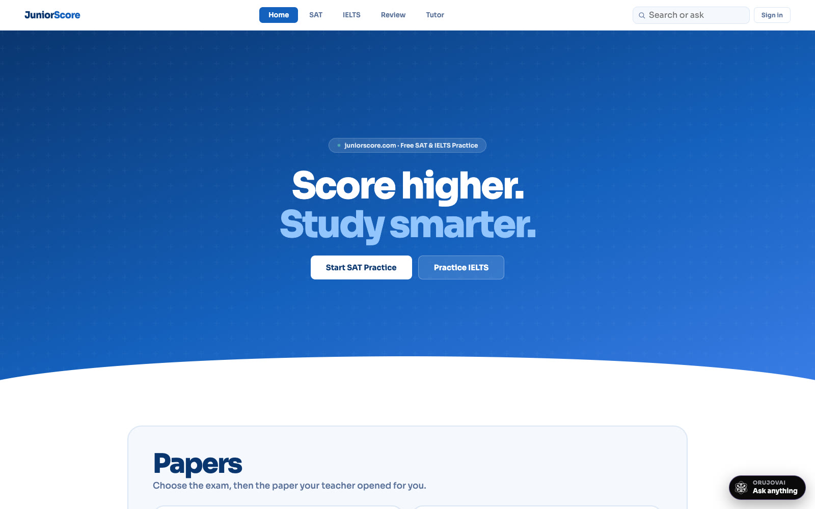 JuniorScore: Score higher. Study smarter.